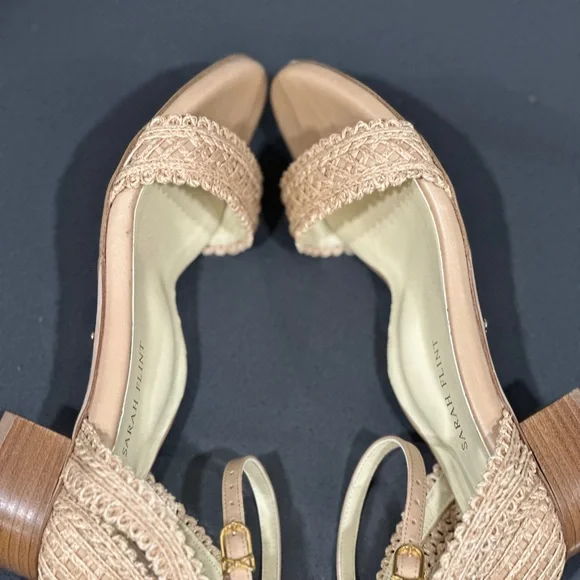 Sarah Flint Perfect Block Sandal 60 Heel Sz 37 (6.5) Sand Calf Beige Ankle Strap - Picture 7 of 9
